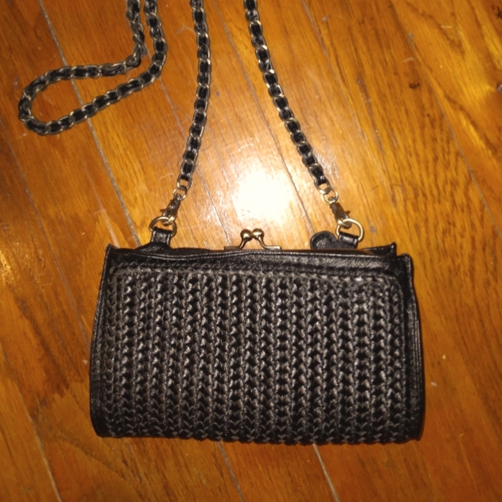 Anthropologie black braided cross body